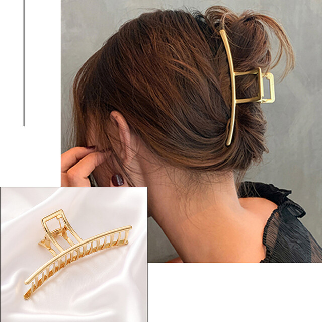 IF ME Women Fashion Simple Gold Hair Claw Retro Hair Clips Barrette Headband Hairpin Hair Crab 2021 Trend Hair Accessories