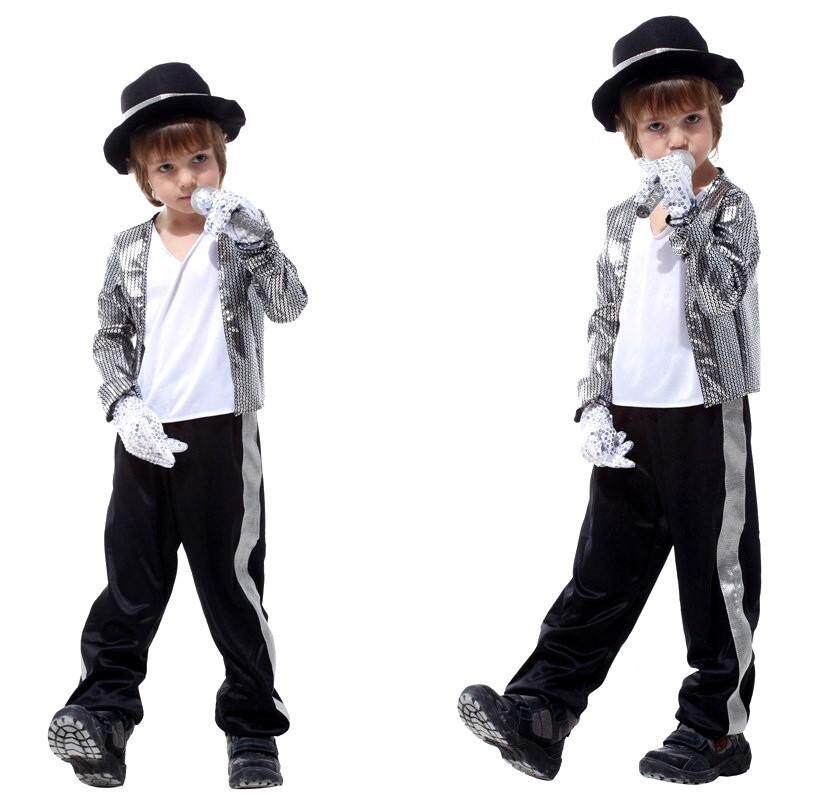 Halloween Children's Clothing Men's Christmas Costume COS Mike Jackson Clothes (Tops / Pants / Hats / Gloves * 2)