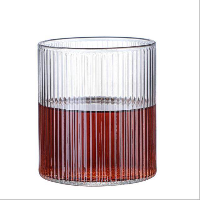 Cold Resistant and Heat Resistant Vertical Glass Cups Coffee Cups for Home Teacups Transparent Borosilicate Cups Striped Cups