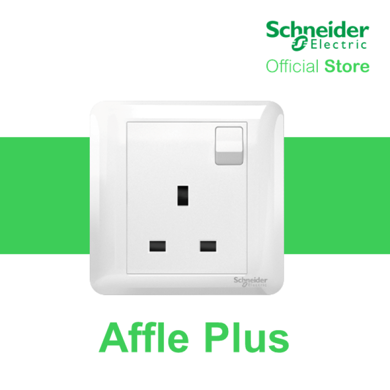 Schneider Electric Affle Plus 13A 250V 1 Gang Switched Socket, White