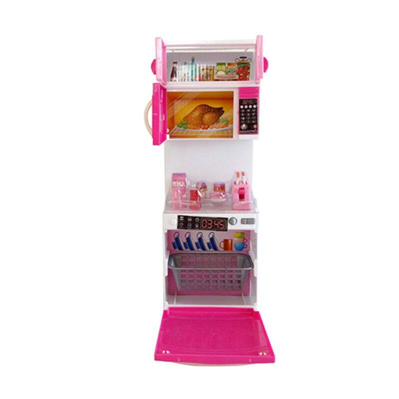 Simulation Kitchen Cabinets Set Children Pretend Play Cooking Tools Mini Dolls Tableware Suits