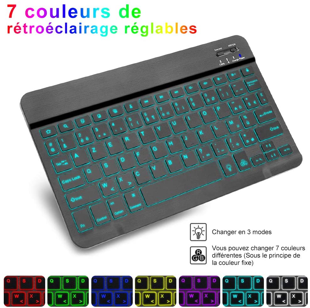 Bộ Chuột Và Bàn Phím Bluetooth Không Dây Mini 10Inch RGB Có Đèn Nền Bàn Phím Máy Tính Xách Tay Cho Máy Tính Bảng Điện Thoại Máy Tính Xách Tay IOS Android Máy Vi Tính