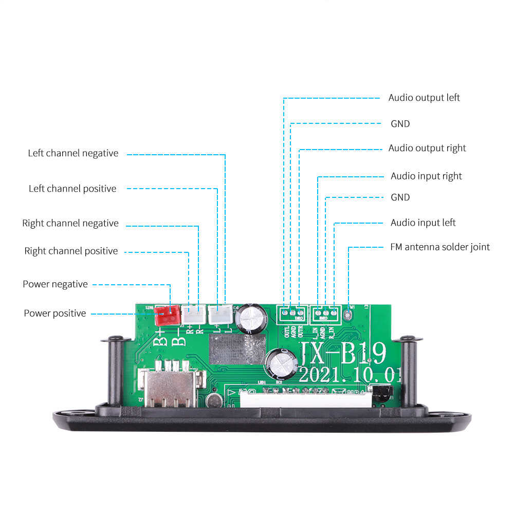 Bluetooth 5.0 MP3 Decoder Board 12V DC 2*40W FM TF USB AUX Handsfree Call And Record Recording Function Decoding Board Module