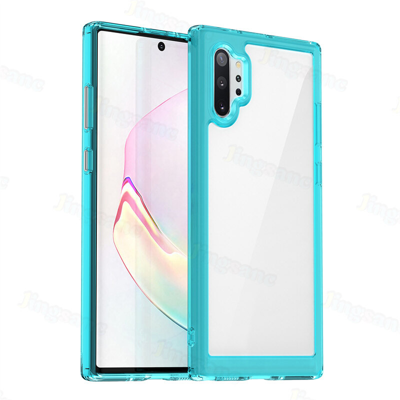 Jingsanc Hard Case For Samsung Galaxy Note 10 Plus/Note 10+/Note 10 Hybrid Armor Clear Candy Bumper Soft TPU Edge Shockproof Phone Casing Cover Shell samsung note 10 plus/note 10+/note 10