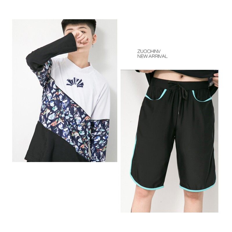 Swimsuit Bandage Chest Binder Two Piece Long Sleeve Swimmingwear Dry Faster Tomboy Beachwear