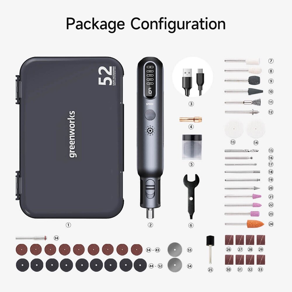 YouPin Greenworks Lithium Electric Grinding Set Home Wood Carving Multifuctional Grinder Engraving Electric Drill Power Polishing Tools