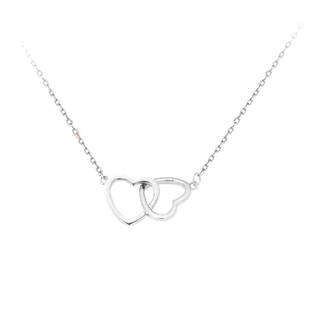 Double Heart Necklace for Women Gold/Silver Color Short Chain Love Pendant Collar Necklace Clavicle Short Necklace/YIDA