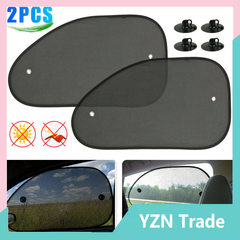 2pcs Car Window Screen Sun Shade Mesh Cover Windshield Sunshade Visor With Suction Cups Summer Auto Supplies