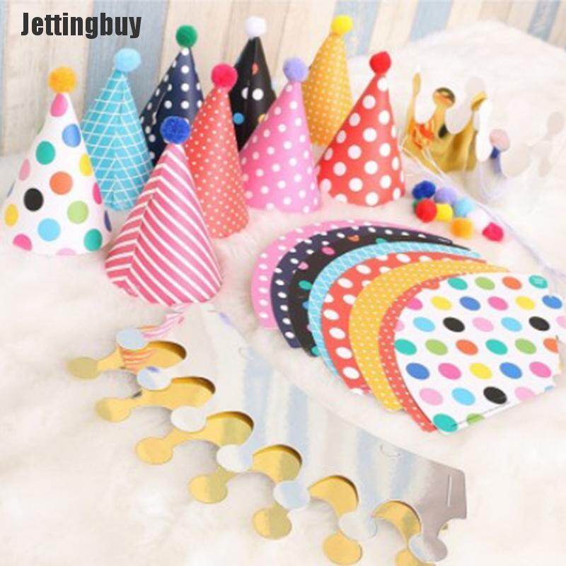[Jettingbuy] 11pcs/set Happy Birthday Party Hats Polka Dot Baby Hats Party Supplies