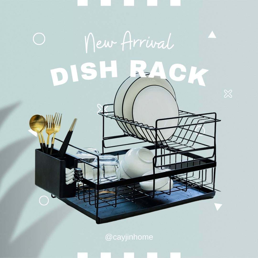 [2 Tier] Cayjin Black Muji Nordic Minimalistic Style Iron Dish Drying