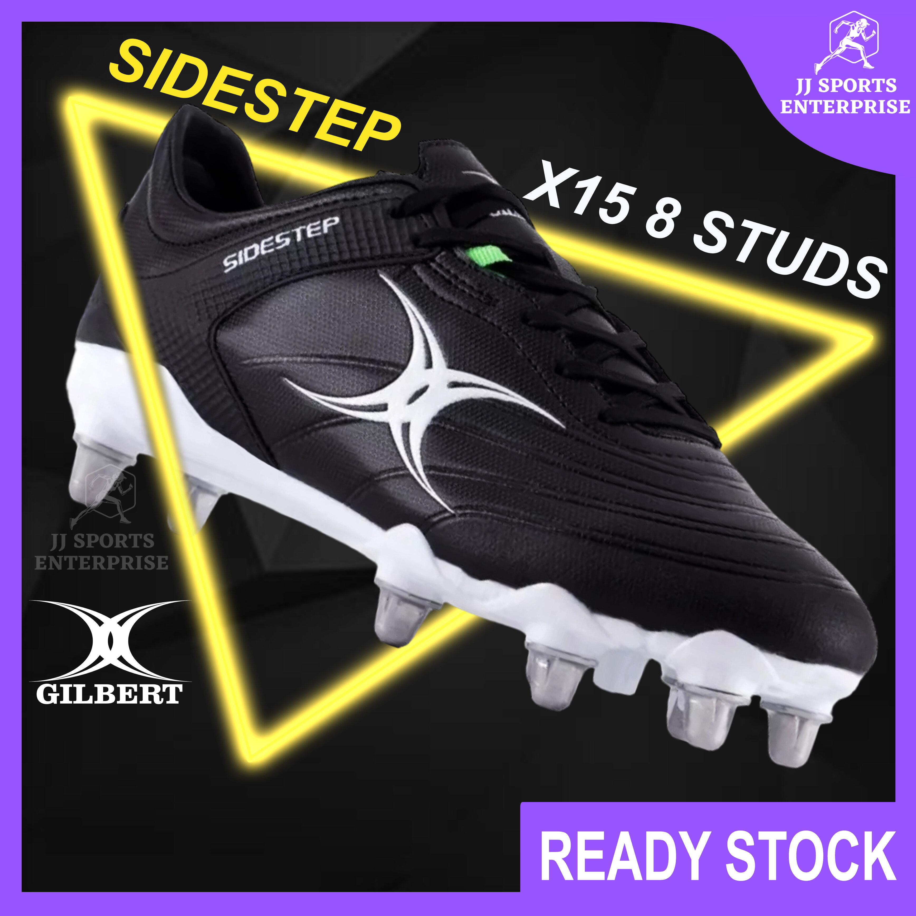 Gilbert Sidestep X15 Rugby Boots (8 Studs) Rugby Boot Kasut Rugby