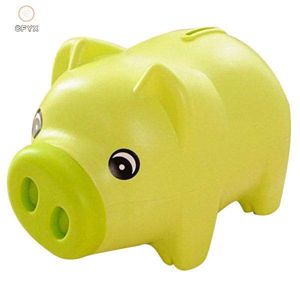 LLLucky Pig Shaped Piggy Bank Coin Bank Plastic Money Box Kids Cash Collectible Saving Box Green