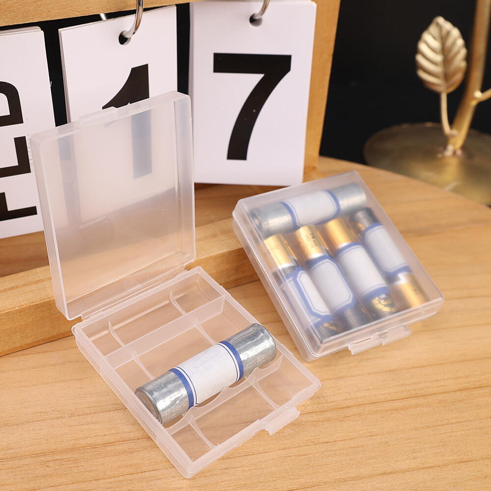 4Slots Hard Plastic Battery Storage Boxes AA /AAA Battery Holder Container Box With Clips