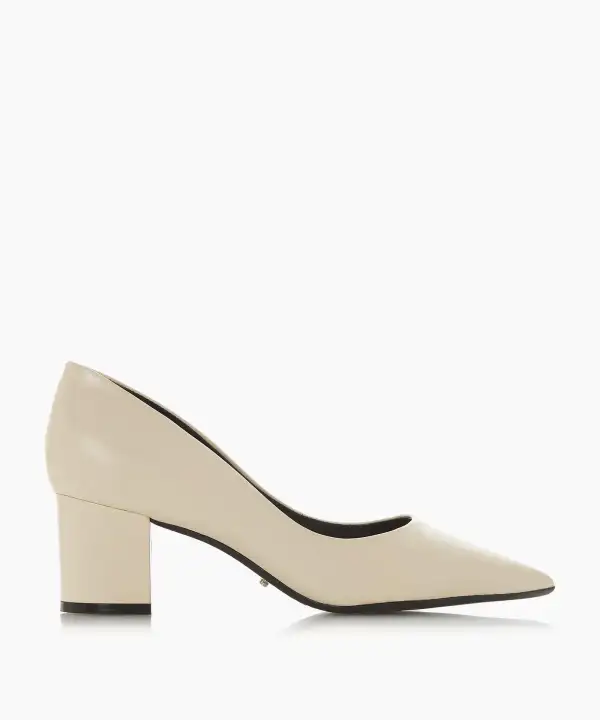 cream block heel court shoes