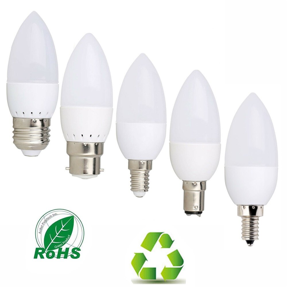 ERANPO LED Candle Light Bulbs E12 E14 E27 B22 B15 3W Chandelier Lamp Cool Warm Neutral White 220V 240V For Home Lighting