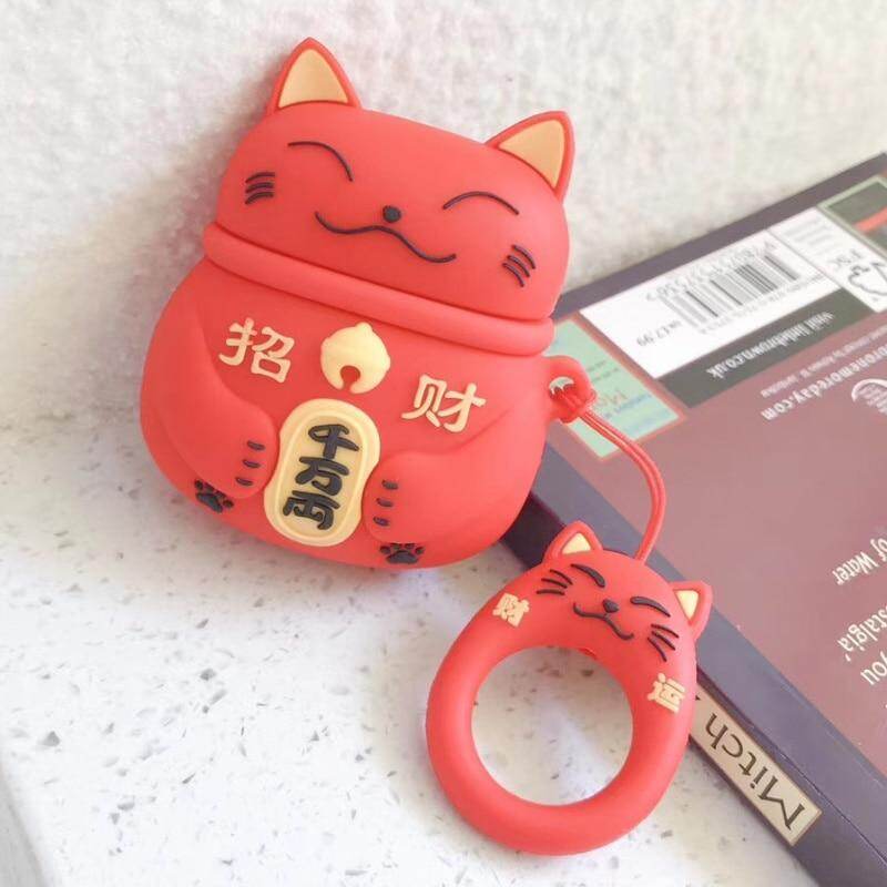 Đáng Yêu Cho Ốp AirPods Hộp Đựng Tai Nghe Hình Mèo May Mắn Nhật Bản Dễ Thương Dành Cho Apple Airpods1/2, Ốp Tai Nghe Vỏ Bọc Tai Nghe Silicon Mềm