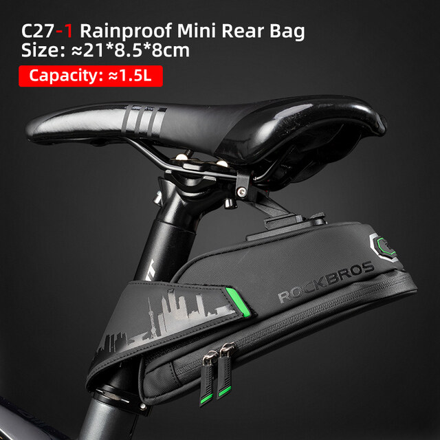 ROCKBROS Rainproof Bicycle Bag Shockproof Bike Saddle Bag For Reflective Rear Large Capacity Seatpost MTB Bike Bag Accessories