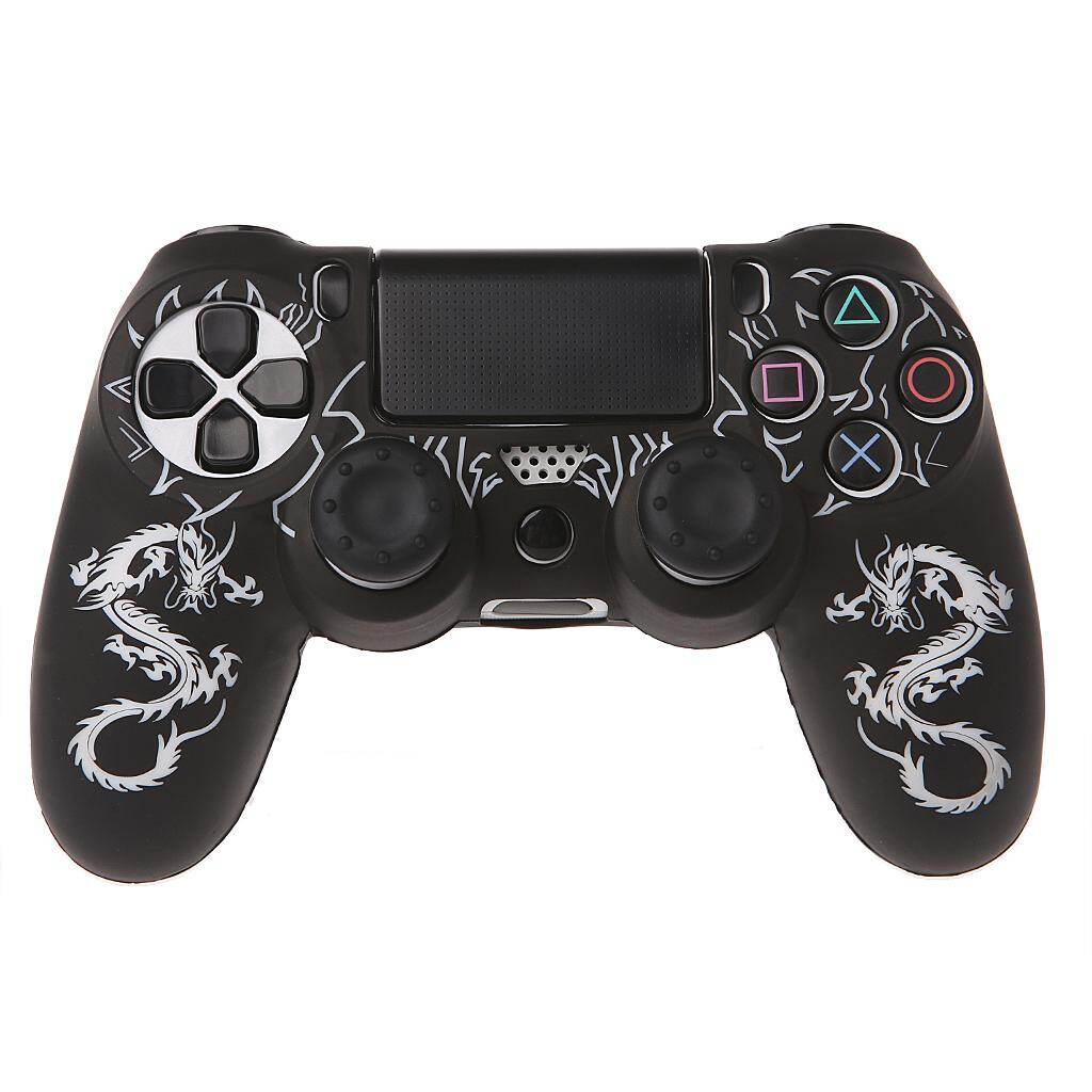 Chinese Dragons Silicone Gamepad Cover Case + 2 Joystick Caps For PS4 Controller