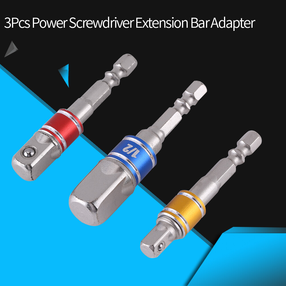 3Pcs Power Screwdriver Extension Holder Bar Adapter 1/4 Inch Hex Shank Screwdrivers Driver Bit Holder Socket