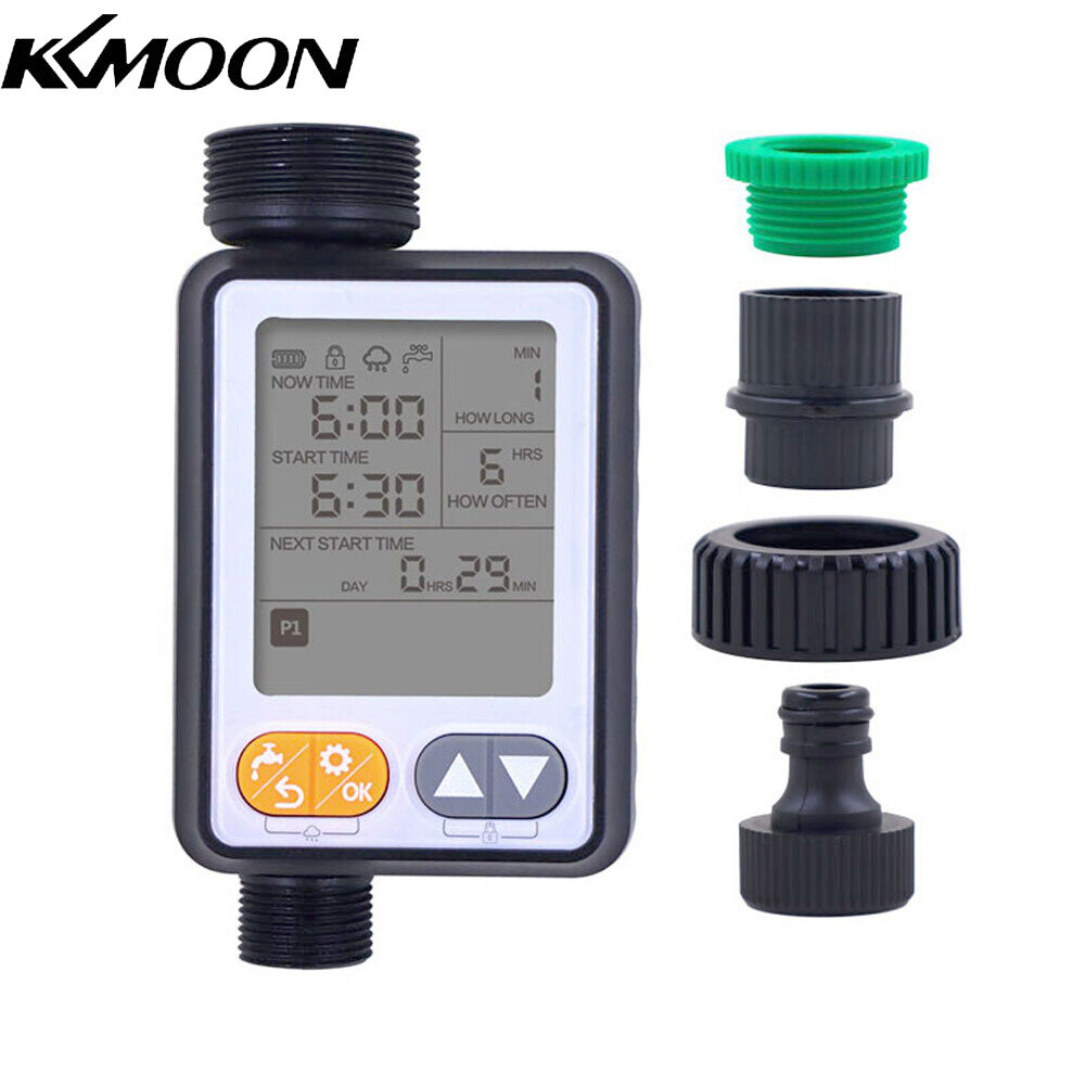 KKmoon Gardening Irrigation Timer Automatic Watering Device Garden Balcony Rain Sensing Control Intelligent Irrigation System Controller 10 Programs Setting with Safety Lock