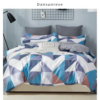 Dansunreve Beddingsets Bright Blue And White Duvet Cover Complex