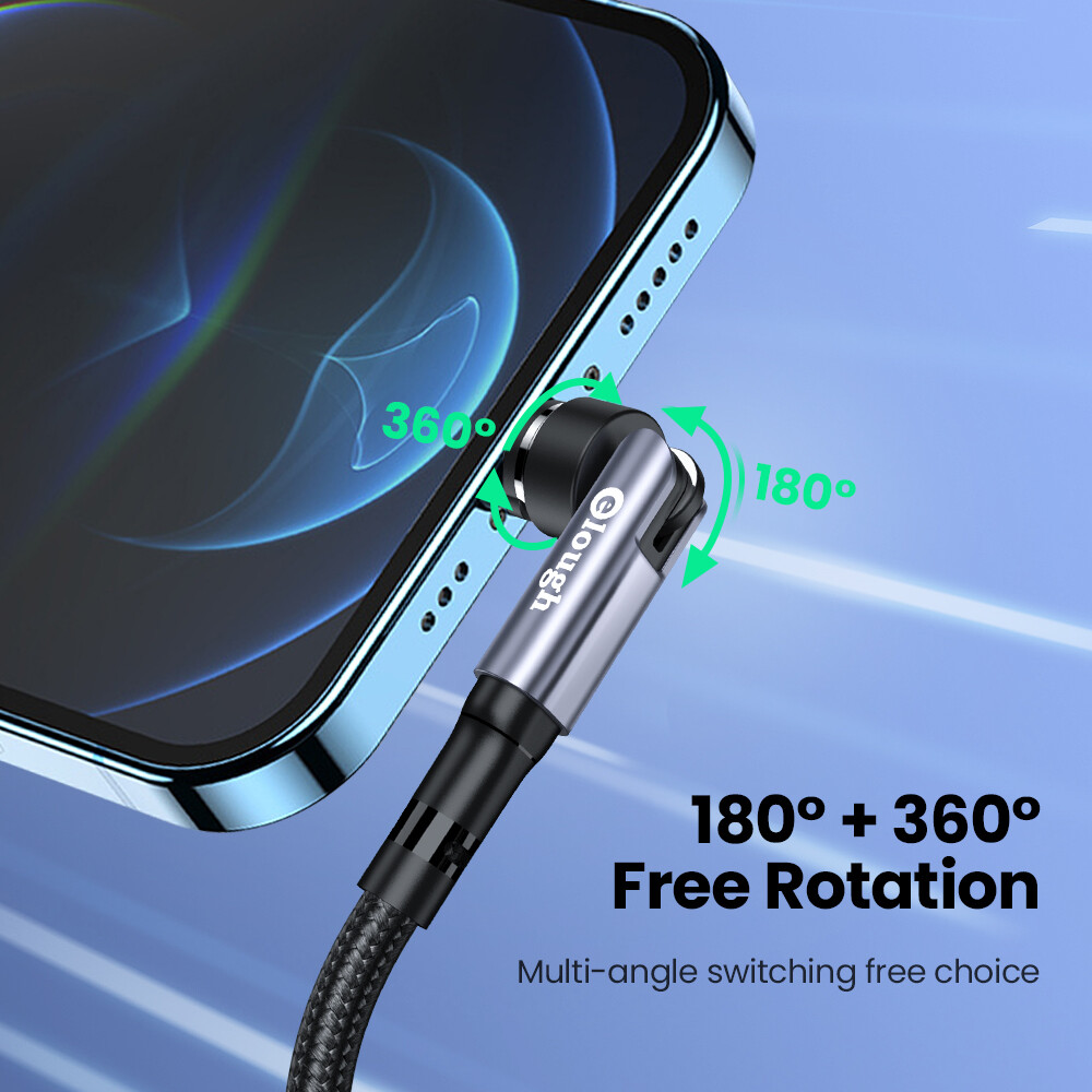 Elough Cáp Từ Tính Xoay 540 3A, Cáp Micro USB, Thích Hợp Cho Điện Thoại Di Động IOS Cáp Sạc Điện Thoại Di Động Nam Châm Sạc Nhanh Android