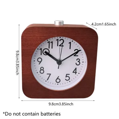Wooden Analog Alarm Clock Power Non Ticking Clock with Snooze Button Night Light Gentle Wake