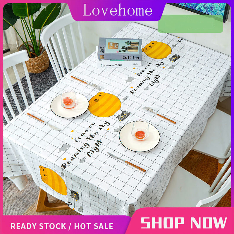Lovehome Tablecloth for 2 4 6 8Seater Rectangular PVC Dining Table Cloth Waterproof Oilproof Table Cover
