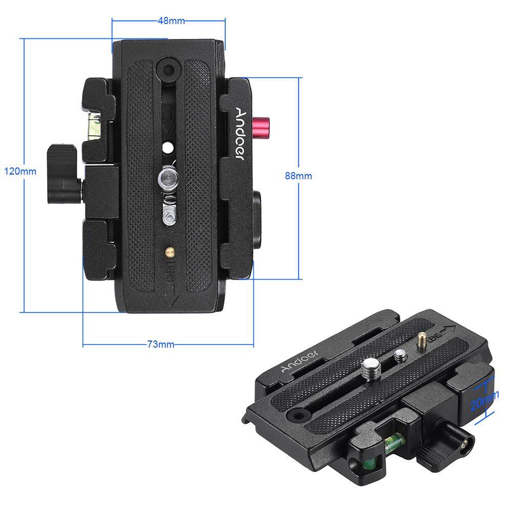 Andoer Video Camera Tripod Quick Release Clamp Adapter with Quick Release Plate Compatible for Manfrotto 501 500AH 701HDV 503HDV Q5 Head
