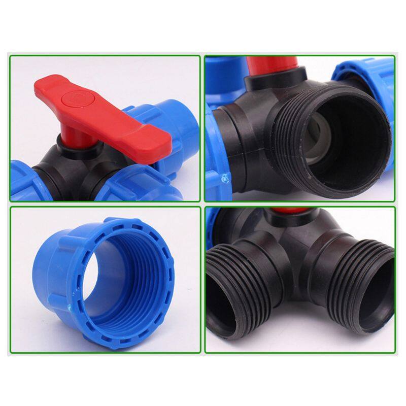 PE three-way quick connect valve plastic valve T-type valve inner diameter 20/25/32mm plastic three-way ball valve