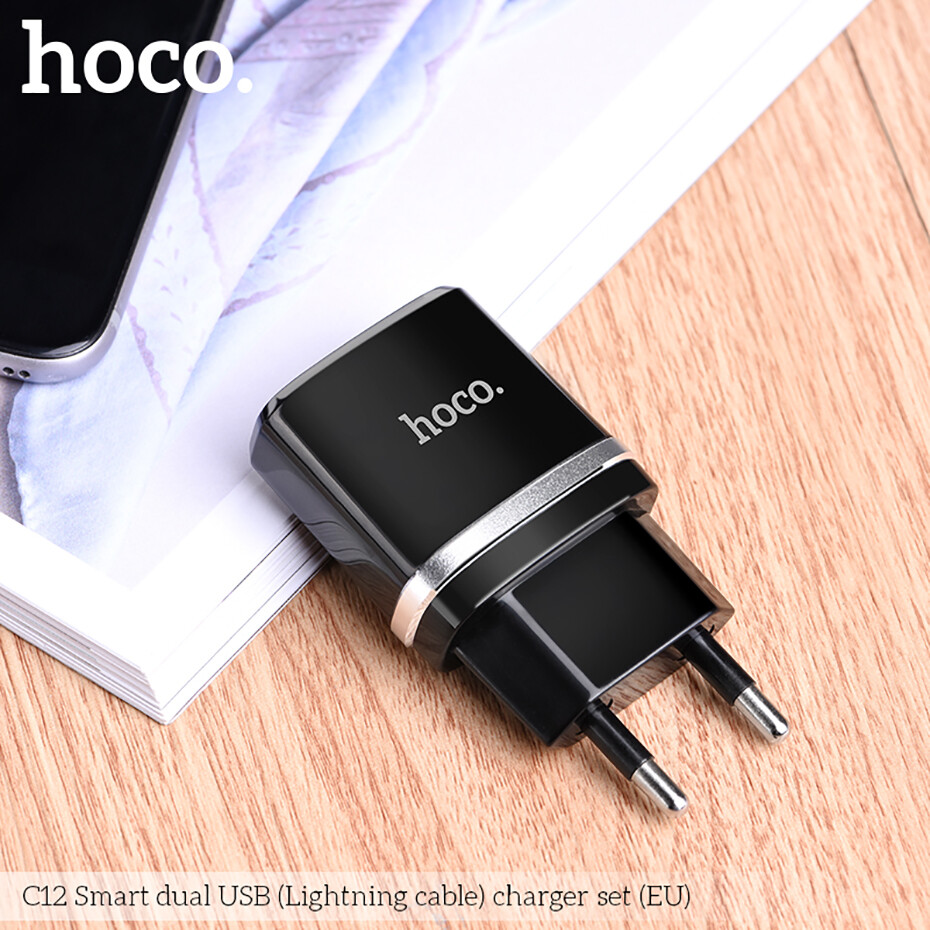 HOCO bộ sạc nhanh 2 cổng USB thông minh 2.4A cho iPhone SE 2020/ iPhone 11/ iPhone X - INTL