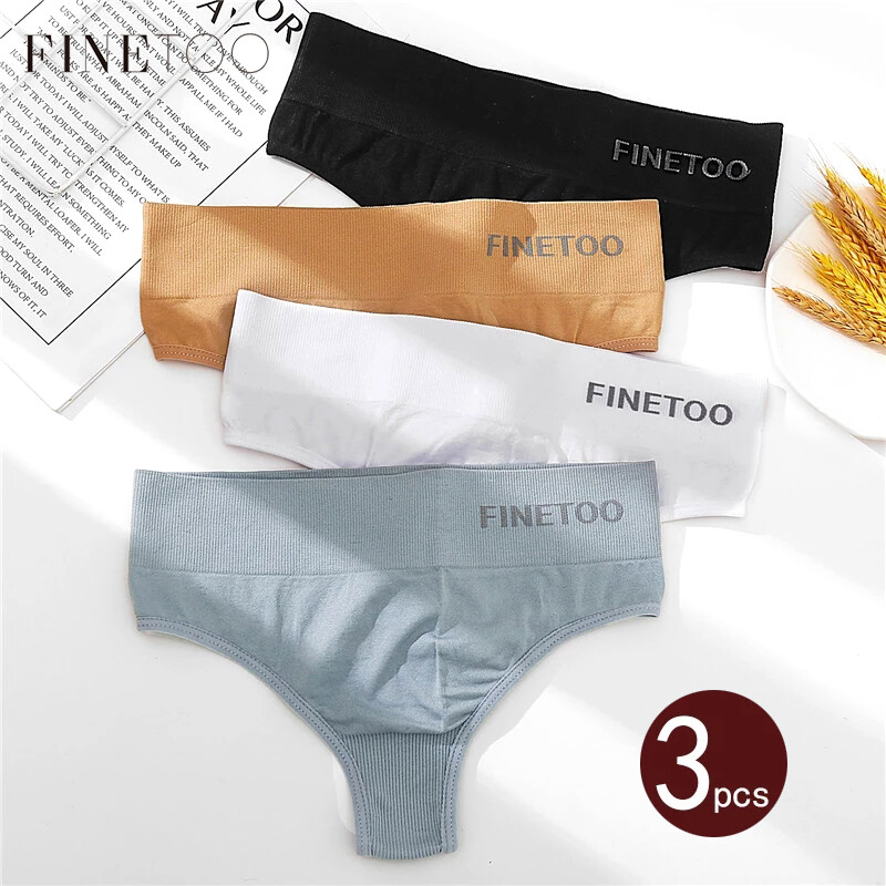 FINETOO 2020 Letter Thongs Women Mid-Rise Cotton Panties Slimming Underwear Girls Female Lingerie
