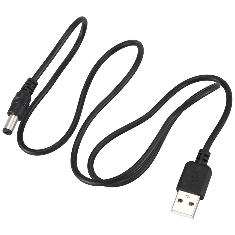 USB Cable 5.5mm / 2.1mm 5V DC Barrel Jack Power Cable (Black, 75cm)