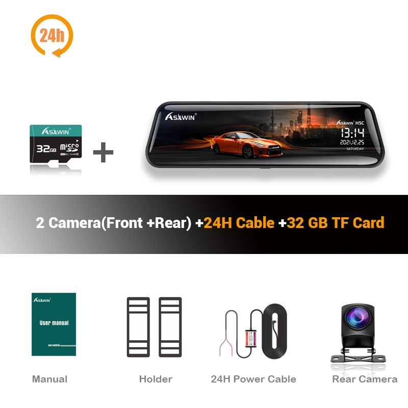 Asawin H5C-ST 10 In Rear View Mirror Dash cam For Car Dvr Front And ...