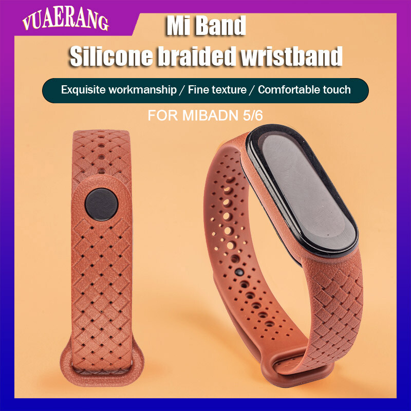 VUAERANG Dây Đeo Silicon Bện Mềm Cho Xiaomi Mi Band 5 6 Dây Đeo Đồng Hồ