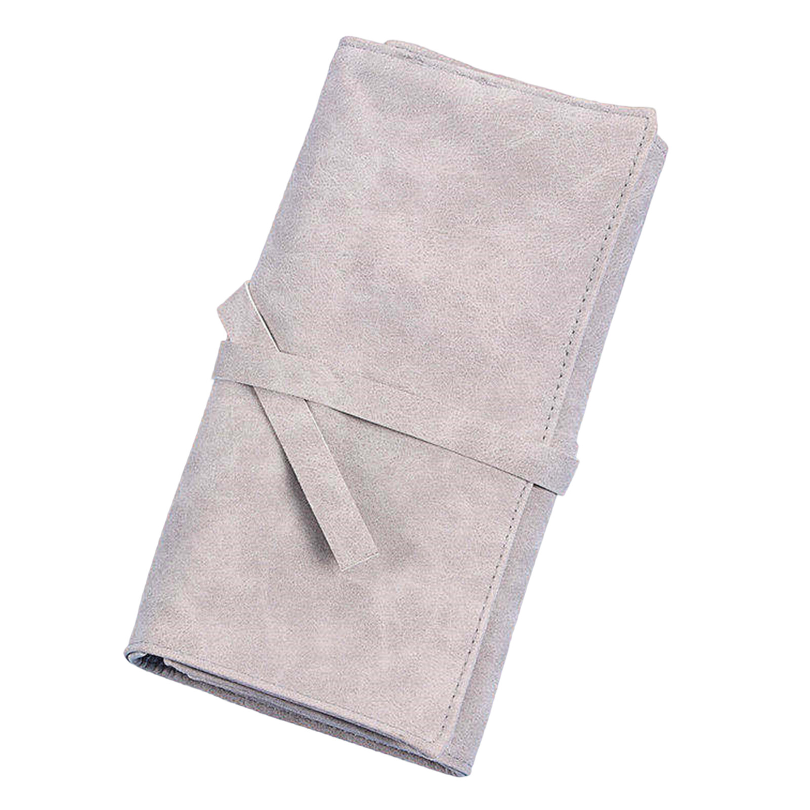 Makeup Brush Bag Roll-Up Waterproof Large Capacity 14 Slots Dustproof Keep Tidy Faux Leather Grey Makeup Tool Brush Pouch for Women Makeup Brush Pouch