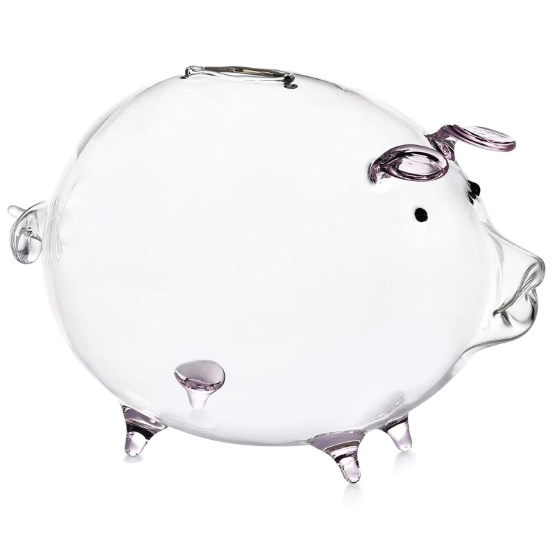Pig Piggy Bank Money Boxes Coin Saving Box Cute Transparent Glass Souvenir Birth, Coin Banks Money Saving Box for Children,Boys Girls Best Gift