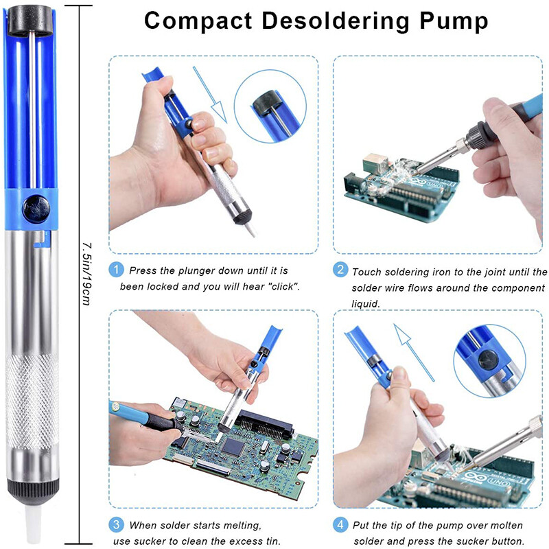 [Ready stock] KIPRUN Soldering Iron Kit Electronics 15 Pieces Set 60W Adjustable Temperature Welding Tool, 5 Soldering Tips, Desoldering Pump w/ heater, Soldering Iron Stand, Tweezers, Excellent for Home