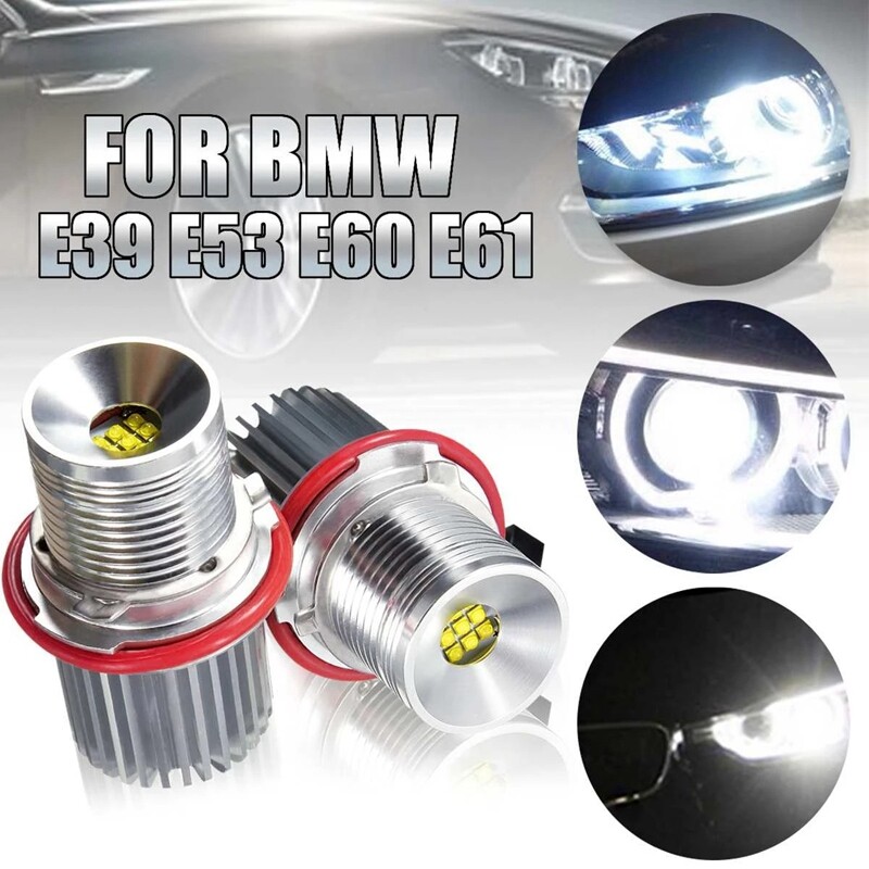 2Pcs 45W White Led Car Angel Eyes LED Marker HALO Ring Light Bulb ...
