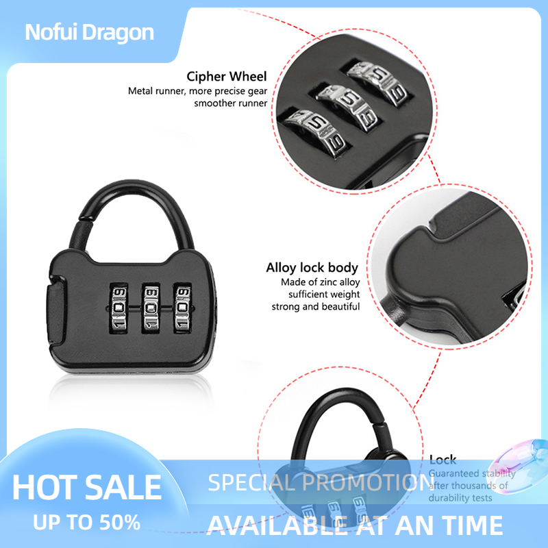 Nofui Combination Password Lock Portable Travel Luggage Case Security Lock Padlock