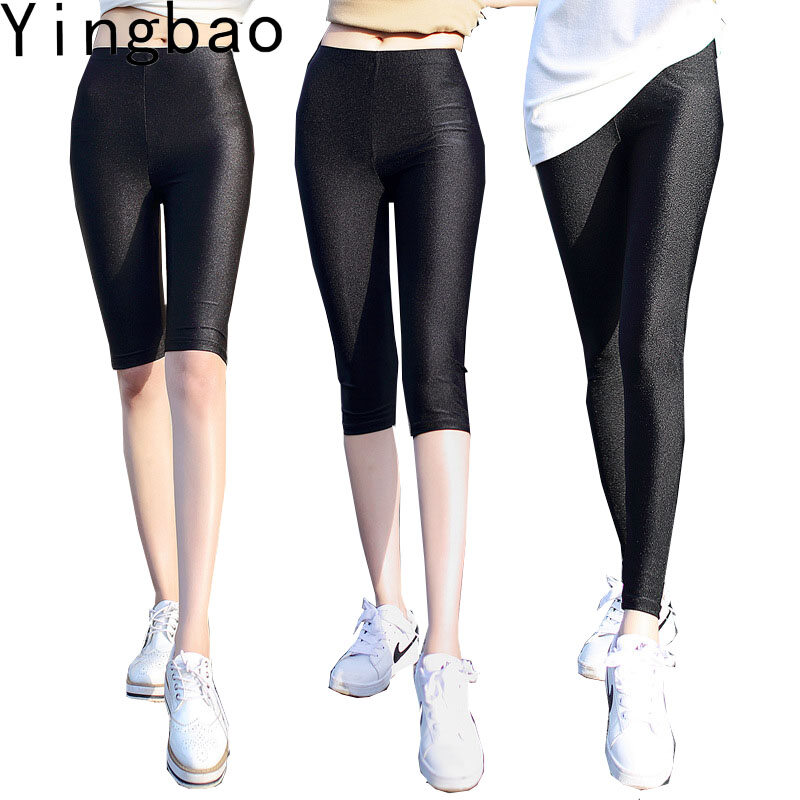 Yingbao S-5XL Yoga Sport Pants Women Korean Style Black Slim Long High waisted Home Wear Plus Size Thin Ladies Stretch Elastic Waist Legging Big Size
