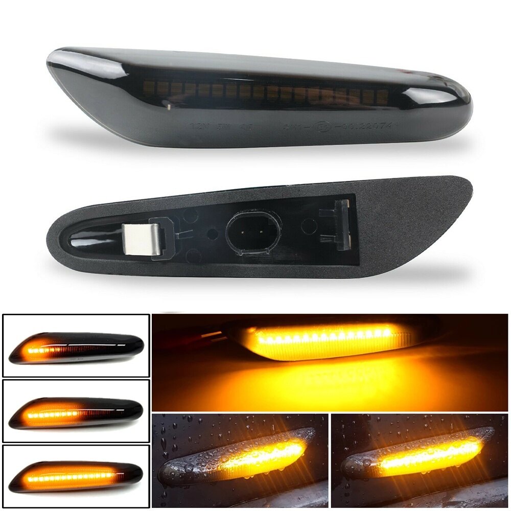 Zr for 2pcs bmw led car side lamp smoke dynamic led side marker light for bmw e90 e60 e82 e46 e88 e92 e91 e93
