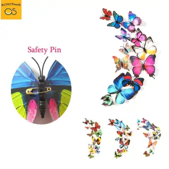 12pcs Lot 3d Wall Stickers Butterfly Diy Fridge Safety Pin Home