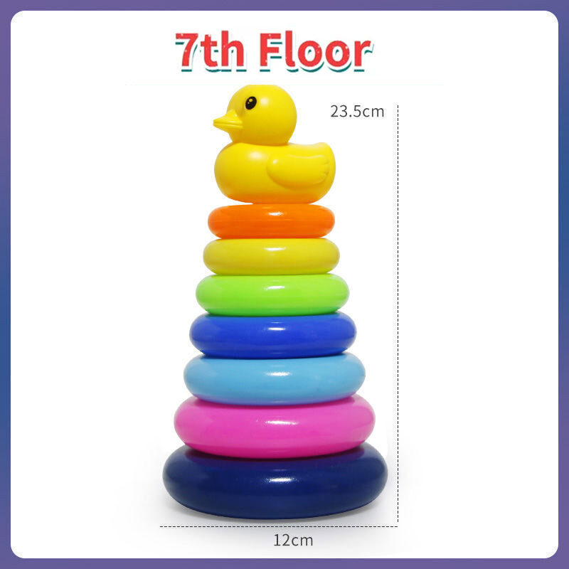 IQANGEL Baby Puzzle Development Intelligence Rainbow Tower Trap Stacking Fun Early Education 0-1-2 Year Old Baby Tumbler Toys
