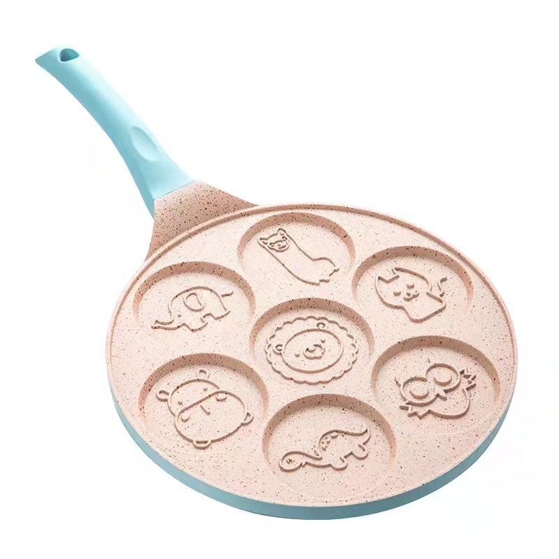 YONUO Seven-hole egg dumpling pot non-stick flat-bottom omelet pot cartoon breakfast pot baby auxiliary omelet mold