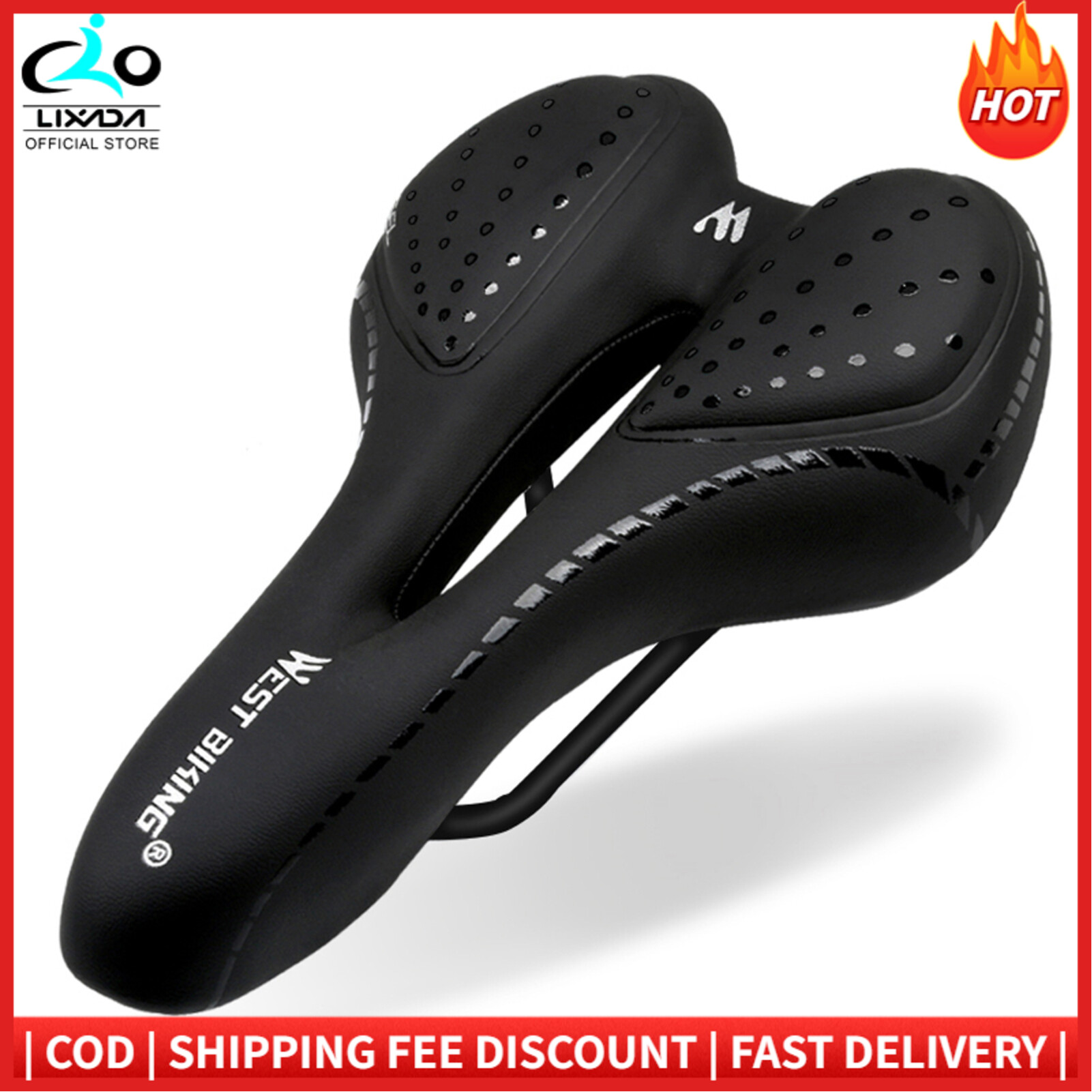 Bicycle Saddle Breathable PU Leather Hollow Cushion Comfortable Road MTB Bike Saddle GEL + Polyurethane Shockproof