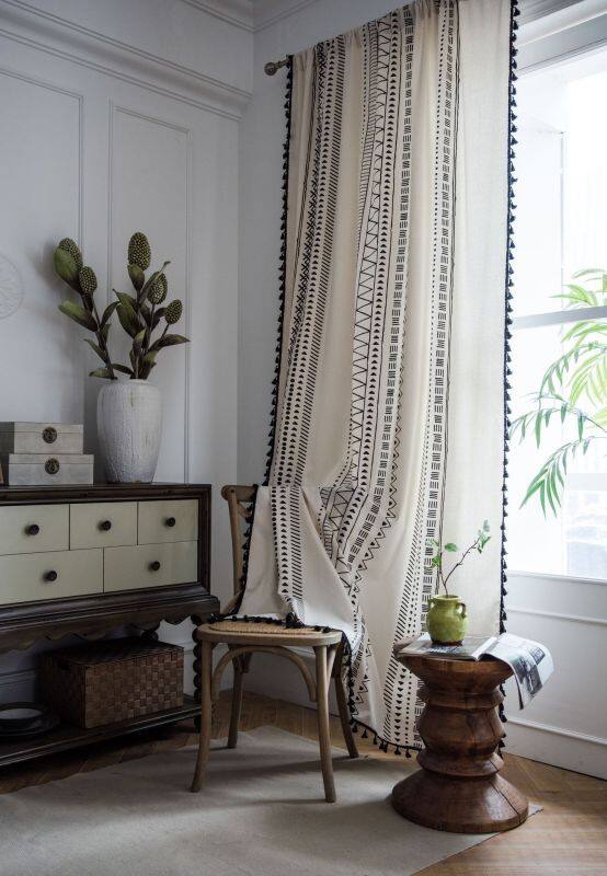 Chaers Home-bxmy-Phong Cách MỤC VỤ Adenophorum Lá Rèm Cửa Sổ Jacquard Hai Mặt Cho Phòng Khách Sang Trọng