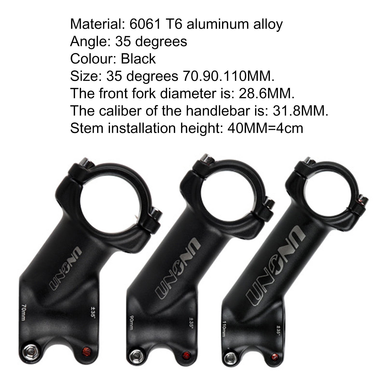 Guyouzi® UNO 35 Degrees 70/90/110mm Bicycle Handle Bar Stem for Cycling