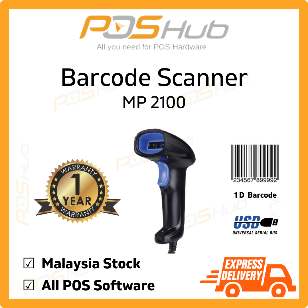 Barcode Laser MP2100 1D Barcode Scanner with Stand USB POS System | Lazada