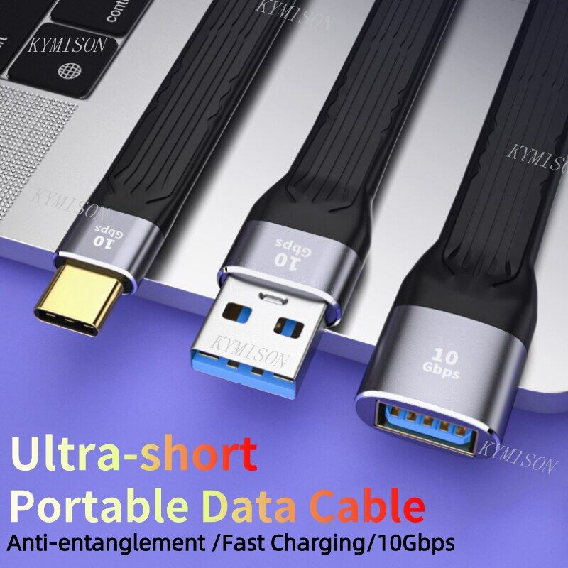 10gbps usb c 3.1 gen 2 short cable emark chip type c usb-c to usb-a vi-deo sync charger cable pd 60w 4k vi-deo for macb-ook pro